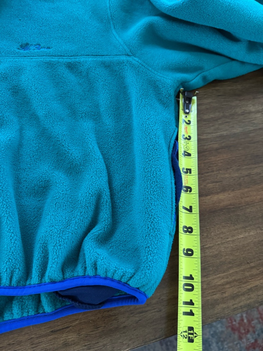 Vintage L.L. Bean Teal snap Fleece Pullover Jacket with Purple Trim USA MEDIUM - Picture 6 of 7